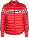 Moncler Padded Logo Stripe Jacket In Red