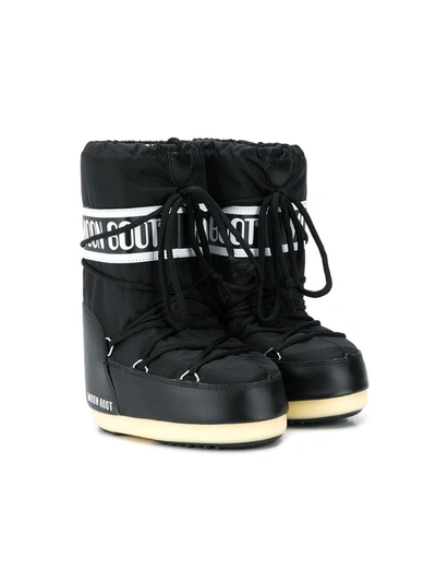 Moon Boot Kids' Lace Up Logo Snow Boots In Black