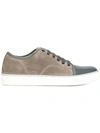 Lanvin Suede & Leather Low Top Sneakers In Grey