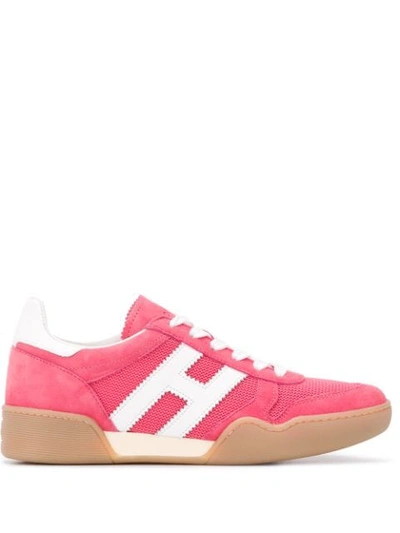 Hogan H357 Logo Low-top Sneakers In White,pink