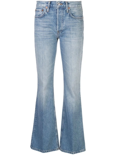 Re/done High Break Flared Cotton Denim Jeans In Blue