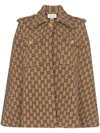 Gucci Gg Logo Patterned Cape Jacket In Brown