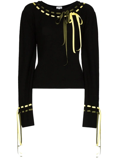 Loewe Drawstring Balloon Sleeve Sweater In Black