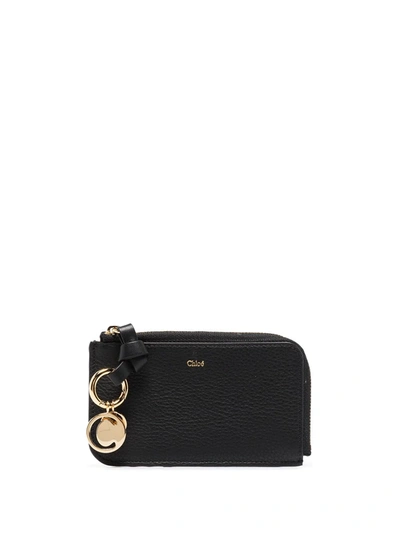 Chloé Alphabet Textured-leather Wallet In Black
