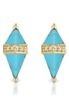 Sorellina Pietra Semiprecious Stone Stud Earrings In Tq Di 18kyg