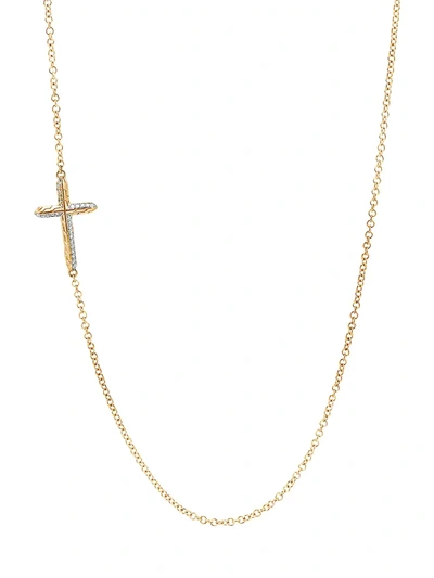 John Hardy Women's Classic Chain 18k Yellow Gold & Diamond Cross Rolo-link Necklace