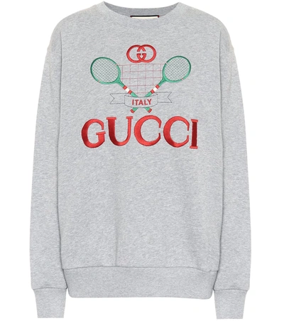 Gucci Tennis Logo-embroidered Cotton Sweatshirt In White