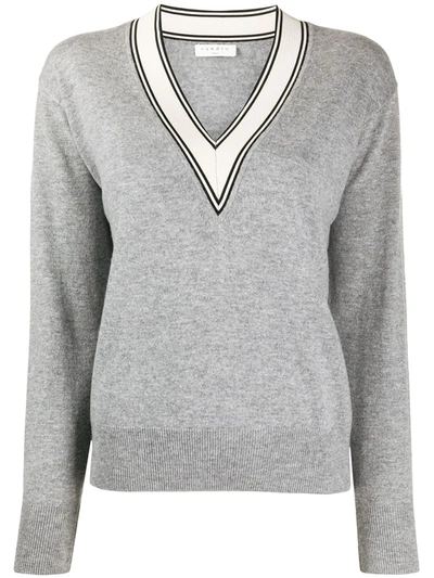 Sandro Sweater With Constrasting Neckline In Grey