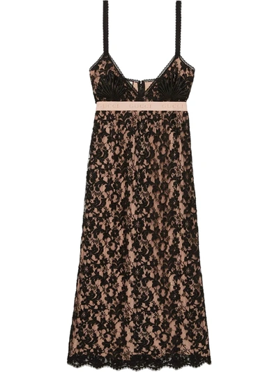 Gucci Jacquard-trimmed Corded Lace Dress In Black