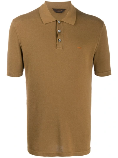 Ermenegildo Zegna Short Sleeve Polo Shirt In Brown
