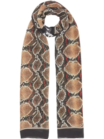 Burberry Schal Mit Pythonleder-print In Brown