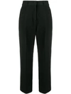 See By Chloé Cropped Pleated Waist Trousers In Black