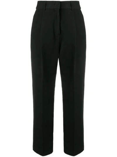 See By Chloé Cropped Pleated Waist Trousers In Black