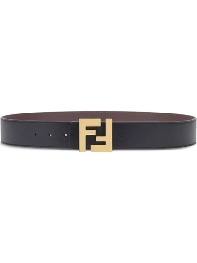 Fendi Logo Buckle Reversible Belt In Black