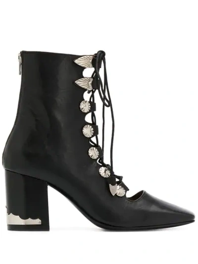 Toga Lace-up Ankle Boots In Black