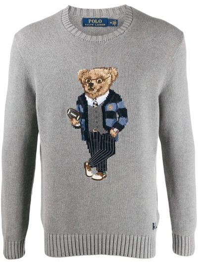 Ralph Lauren Intarsien-pullover Mit Teddy In Grey