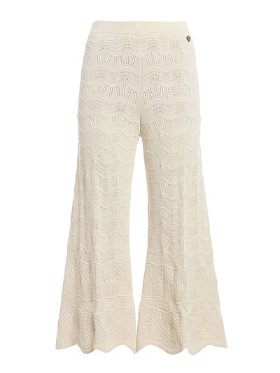 Twinset Embroidered Flared Trousers In White