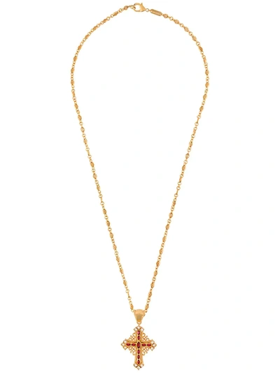 Dolce & Gabbana Embellished Crucifix Necklace In Gold
