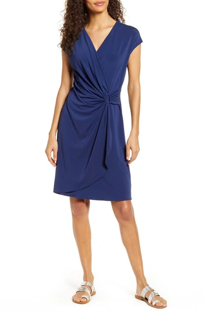 knee length dresses for ladies Faithfull The Brand Lova Navy Stripe Cotton Wrap Mini Dress main image 0