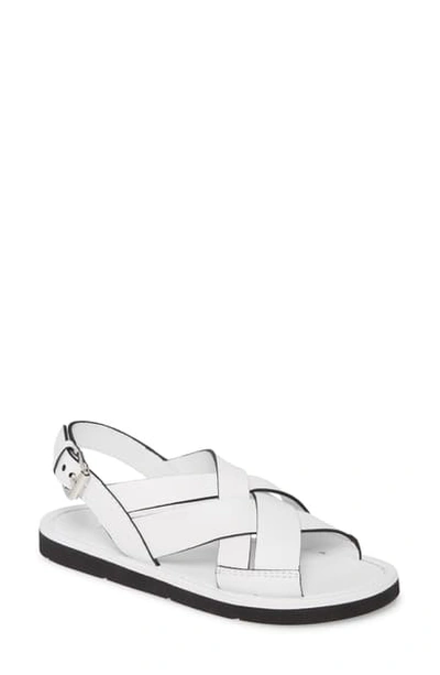 Prada Crisscross Slingback Sandal In White