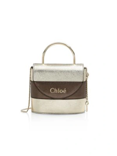 Chloé Small Aby Metallic Leather Top Handle Bag In Neutral