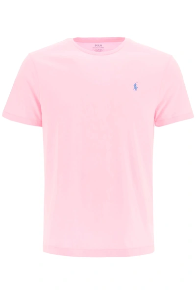 Polo Ralph Lauren T-shirt In Pink With Logo In Pink,light Blue