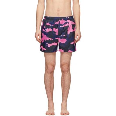 Valentino Camouflage-print Swim Shorts In Pink