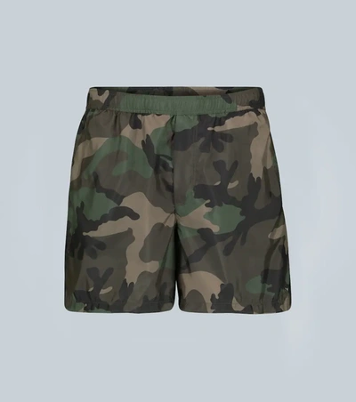 Valentino Camouflage-print Swim Shorts In Military Green