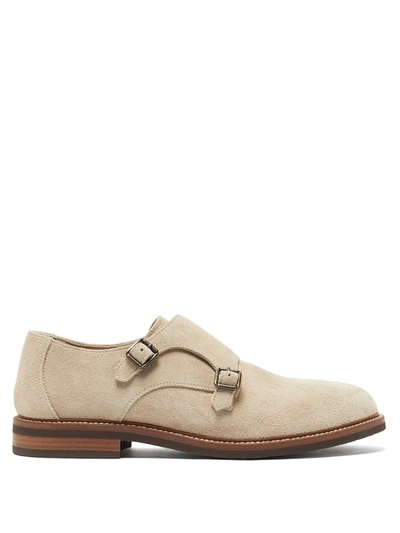 Brunello Cucinelli Monk-strap Suede Shoes In Neutrals