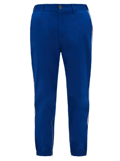 Gucci Side-stripe Cotton-gabardine Chino Trousers In Blue