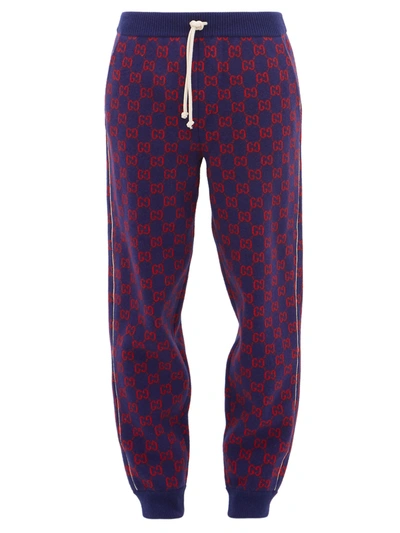 Gucci Gg Wool-blend Track Pants In Blue