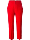 Alexander Mcqueen Cropped Wool-blend Flared Pants In Red