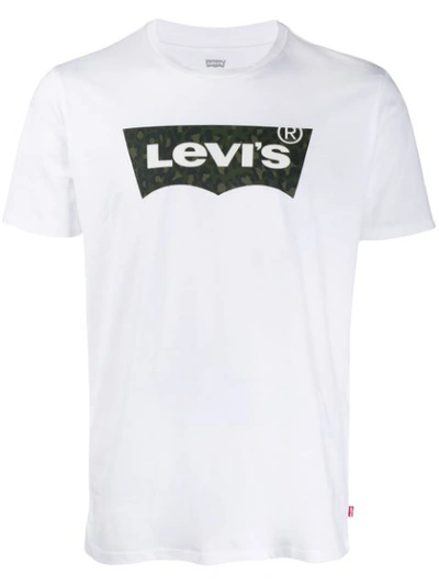 Levi's Large Cheetah Print Batwing Logo T-shirt In White