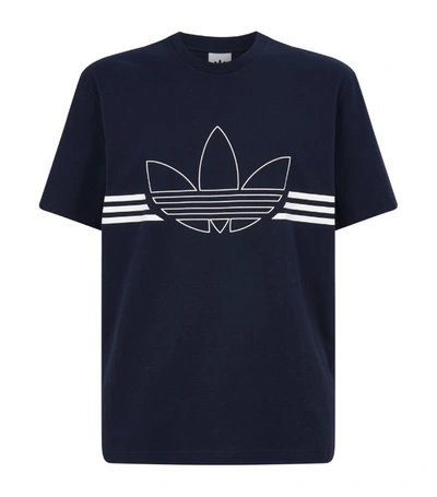 Adidas Originals Adidas Trefoil Outline Graphic T-shirt In Navy