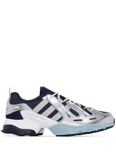 Adidas Originals Blue And Grey Eqt Gazelle Low Top Sneakers In Navy
