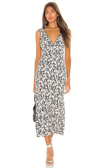 Free People Ohh La La Bias Cut Floral Midi Dress-black