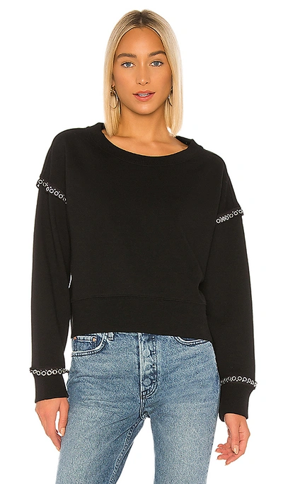 Allsaints Rafa Grommet Trim Cotton Sweatshirt In Black