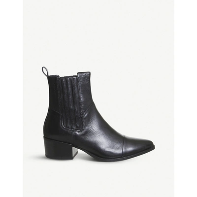 Vagabond Marja Heeled Ankle Boots With Stitching In Black Leather