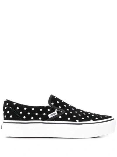 Vans Classic Slip-on Platform Suede Sneakers In Polka Dot-black