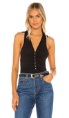 Free People Coco Collared Ruched Tank Top-black