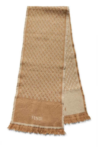 Pre-owned Fendi Beige Zucchino Wool Scarf