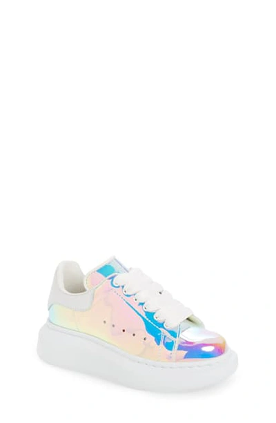 Alexander Mcqueen Lace-up Holographic Sneakers, Toddler/kids In White
