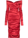 Dolce & Gabbana Draped Off The Shoulder Dress In Red