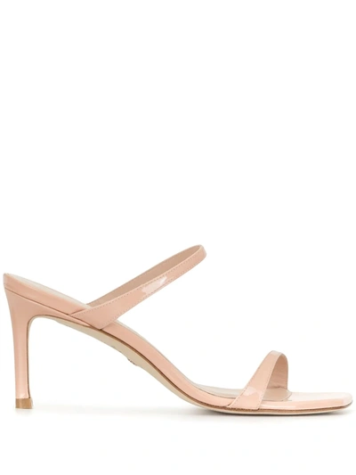 Stuart Weitzman Aleena Patent-leather Sandals In Nude