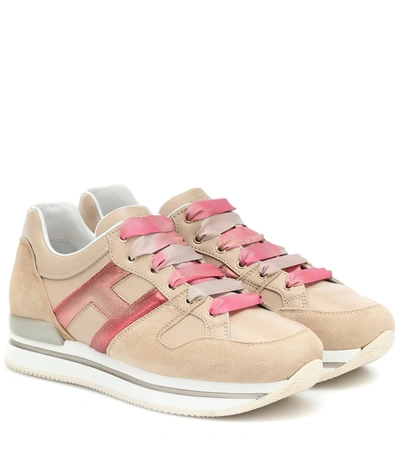 Hogan H222 Suede Sneakers In Pink,beige