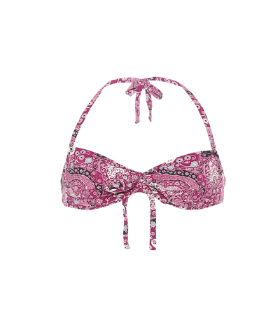 Isabel Marant Étoile Starla Printed Bikini Top In Pink