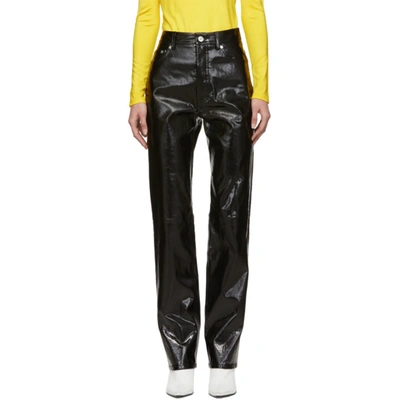 Helmut Lang Straight Leg Patent Leather Trousers In Black