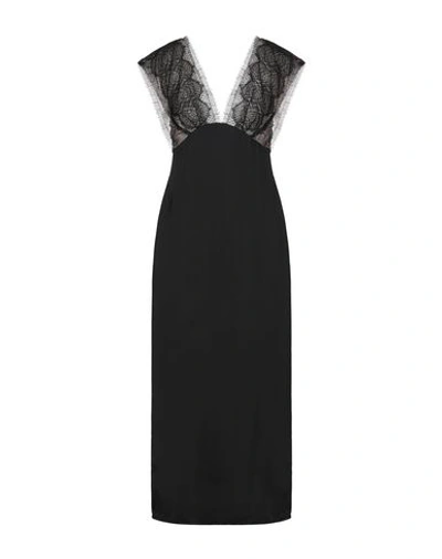 Victoria Beckham Lace-paneled Satin Midi Dress In Black