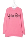 Philipp Plein Junior Kids' Logo Print Sweater In Pink