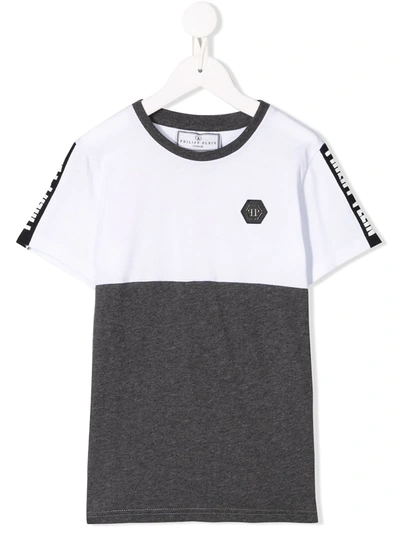 Philipp Plein Junior Kids' Round Neck Ss Statement T-shirt In White